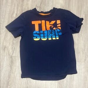 4/$20 Navy Blue Kids T-Shirt with Orange and Yellow Print